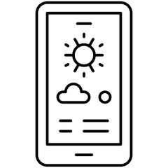 Weather forecasting on mobile icon, Summer vacation related vector