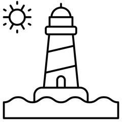 Lighthouse icon, Summer vacation related vector