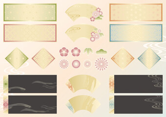 和風 フレーム 和柄 模様 見出し 装飾 飾り イラスト 素材 セット