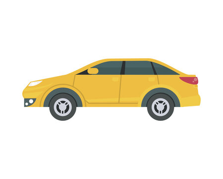 Isolated Yellow Sedan Car Vector Design