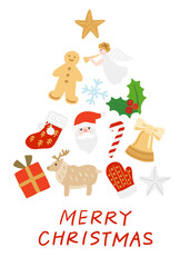 クリスマスアイテムのツリー　おしゃれなクリスマスカード