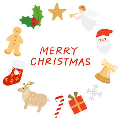 クリスマスアイテムの円形フレーム