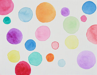 Abstract bubble watercolor brush strokes painted background.