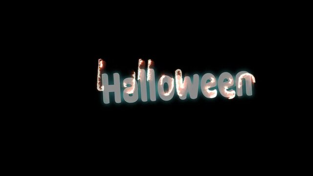 Halloween text big scale effect rainbow colorful screaming horror on black screen