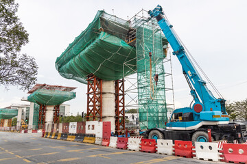 Construction of mass light rail transit track infrastructure in progress in Malaysia