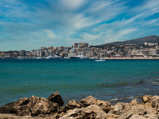 view of the city and the sea