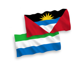 Fototapeta premium Flags of Antigua and Barbuda and Sierra Leone on a white background