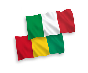 Obraz premium Flags of Italy and Guinea on a white background