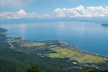 Lake Biwa and Omi-Maiko Beach, shot from Mt. Horai, Shiga Prefecture, Japan