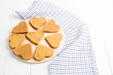 Dietary gluten free cornmeal cookies on a light background. Copy space. Gluten free food.