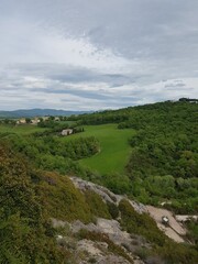 landscape with green hills and blue sky