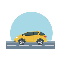 yellow car at street vector design