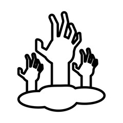Halloween zombie hands line style icon vector design