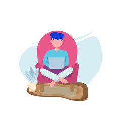 vector illustration flat character work from home
