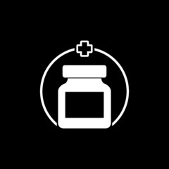 Medicine bottle icon isolated on dark background