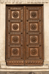 Old wooden door with ornaments