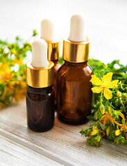 Bottles with St. John's wort extract