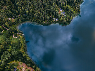 Aerial view to Finnish landscape in Nuuksio national park.