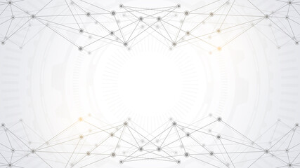Abstract polygonal background with connecting dots and lines. Global network connection, digital technology and communication concept.