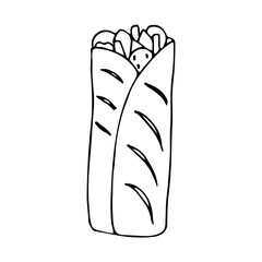 Shawarma doodle illustration. Hand drawn shawarma icon in vector.