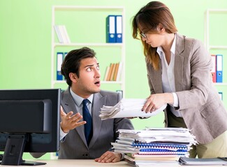 Man employee suffering from excessive work