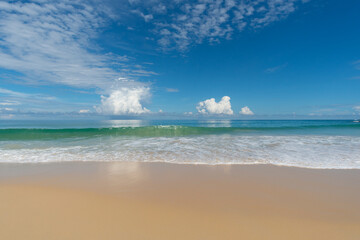 Landscape view of beach sea sand in summer day