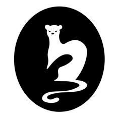 Vector logo with a white weasel.
