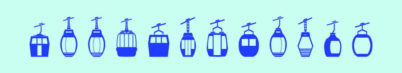 set of ski cable car cartoon icon design template with various models. vector illustration © eny