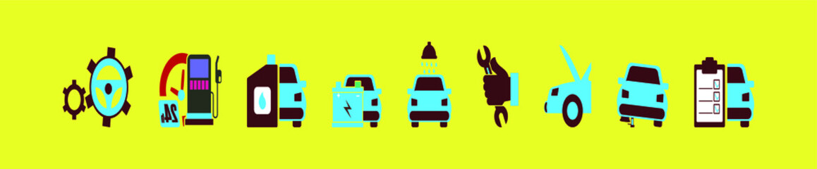 car repair design template for logo, icon and more isolated vector on yellow