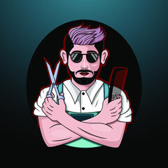 Barber man esport mascot logo © Logitex
