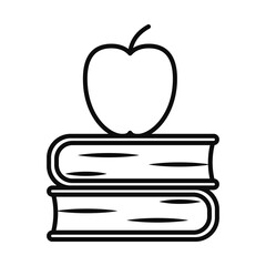 school books and apple icon, line style