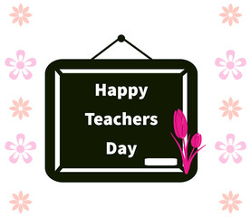 Happy teachers day wishes greeting card abstract background with colorful blackboard, graphic design illustration wallpaper