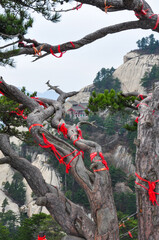 Huashan, in Shaanxi Province China. View on traditional chinese taoistic mountain.