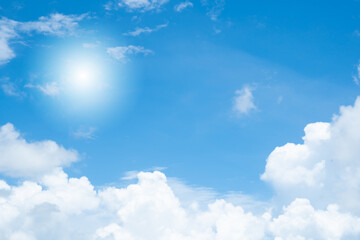 Blue sky and white clouds as background.