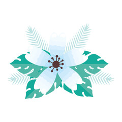blue flower with leaves design, natural floral nature plant ornament garden decoration and botany theme Vector illustration