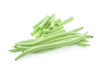 Green beans isolated on white background.