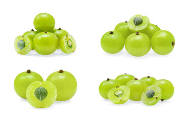 Indian gooseberry or Amla (Phyllanthus emblica) isolated on white