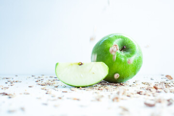 Green apple with oats