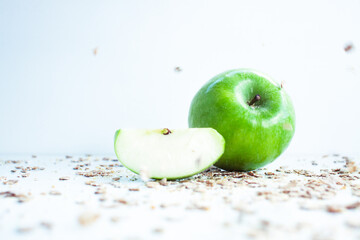 Green apple with oats