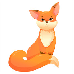 Red fox drawn in cartoon style. Vector illustration isolated on white background