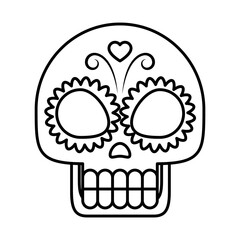 mexican sugar skull icon, line style
