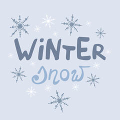 Hand written winter seasonal inspirational lettering set