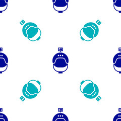 Blue Helmet and action camera icon isolated seamless pattern on white background. Vector Illustration.
