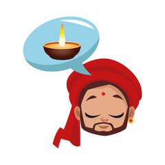 diwali man cartoon with candle in bubble vector design