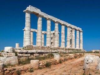 Obraz premium Poseidon Tempel am Kap Sounion, die südlichste Spitze Attikas. Griechenland