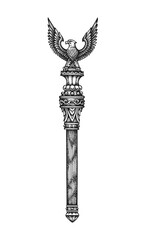 Roman Empire Aquila Eagle Rod. Hand Drawn Vector Illustration