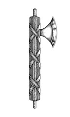 Roman Empire Fasces With Axe Blade. Hand Drawn Vector Illustration