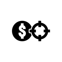 Money coin with target icon vector isolated on white