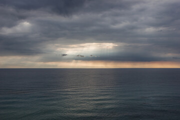 Fototapeta na wymiar sea in cloudy weather in Cyprus between Limassol and Paphos