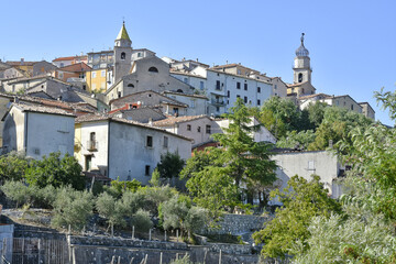 Obraz premium Panoramic view of Sepino, a village in the mountains of the Molise region, Italy.
